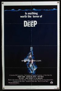 1i154 DEEP style B one-sheet movie poster '77 artwork of sexy scuba diver Jacqueline Bisset!