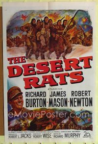 1i161 DESERT RATS 1sheet '53 Richard Burton leads Australian and New Zealand soldiers against Nazis!