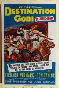 1i166 DESTINATION GOBI one-sheet movie poster '53 Navy soldier Richard Widmark, Robert Wise