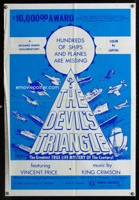 1i170 DEVIL'S TRIANGLE 1sheet '70 hundreds of ships and planes are missing in the Bermuda Triangle!
