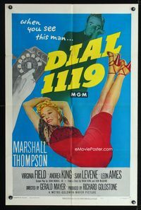 1i171 DIAL 1119 one-sheet movie poster '50 sexy Virginia Field, Marshall Thompson, film noir!