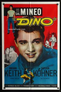 1i175 DINO one-sheet movie poster '57 troubled teen Sal Mineo super close up!