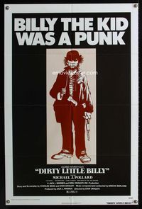 1i178 DIRTY LITTLE BILLY one-sheet movie poster '72 cool art of Michael J. Pollard as Billy the Kid!