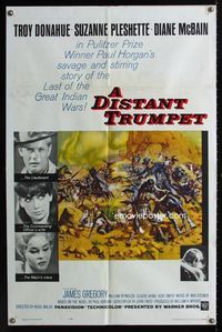 1i182 DISTANT TRUMPET one-sheet movie poster '64 Troy Donahue, Suzanne Pleshette, great Indian wars!