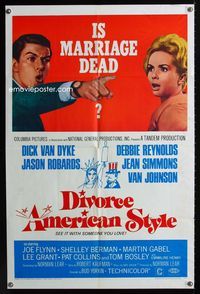 1i183 DIVORCE AMERICAN STYLE one-sheet poster '67 Dick Van Dyke, Debbie Reynolds, is marriage dead?