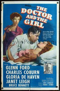 1i186 DOCTOR & THE GIRL one-sheet '49 Glenn Ford, Janet Leigh, Charles Coburn, Gloria De Haven