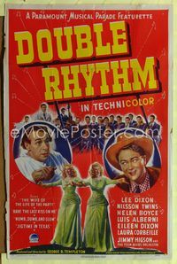 1i192 DOUBLE RHYTHM one-sheet poster '46 cool musical acts in a Paramount Musical Parade Featurette!