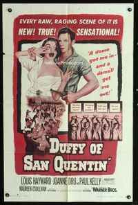 1i200 DUFFY OF SAN QUENTIN one-sheet movie poster '54 Louis Hayward, prison escape artwork!