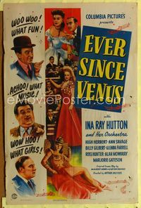 1i214 EVER SINCE VENUS one-sheet movie poster '44 sexy Ina Ray Hutton and her orchestra!