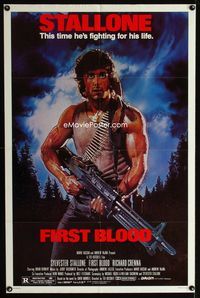 1i223 FIRST BLOOD one-sheet poster '82 artwork of Sylvester Stallone as John Rambo by Drew Struzan!