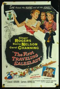 1i224 FIRST TRAVELING SALESLADY one-sheet movie poster '56 Ginger Rogers sells barbed-wire in Texas!