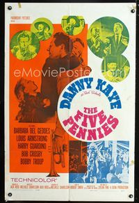 1i227 FIVE PENNIES one-sheet movie poster '59 Danny Kaye, Louis Armstrong, rare alternate style!