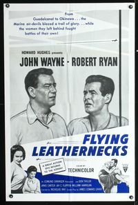 1i231 FLYING LEATHERNECKS military one-sheet poster R60s John Wayne, Robert Ryan, Howard Hughes