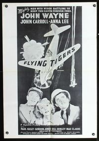 1i232 FLYING TIGERS 28x40 one-sheet poster R60s John Wayne, WWII airplanes, cool three-sheet image!