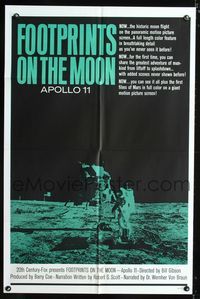 1i236 FOOTPRINTS ON THE MOON one-sheet movie poster '69 the real story of the Apollo 11!