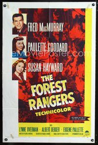 1i237 FOREST RANGERS one-sheet movie poster R58 Fred MacMurray, Paulette Goddard, Susan Hayward