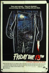 1i240 FRIDAY THE 13th one-sheet movie poster '80 Alex Ebel art, slasher horror classic!