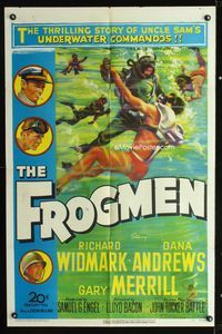 1i242 FROGMEN one-sheet '51 the thrilling story of Uncle Sam's underwater scuba diver commandos!