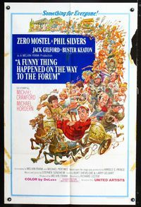 1i243 FUNNY THING HAPPENED ON THE WAY TO THE FORUM 1sheet '66 great Jack Davis art of entire cast!