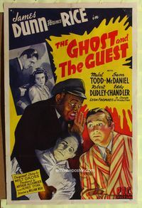 1i247 GHOST & THE GUEST one-sheet '43 stone litho art of James Dunn, Florence Rice & Sam McDaniel!