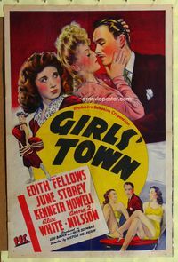 1i254 GIRLS' TOWN one-sheet movie poster '42 stone litho art of Edith Fellows & June Storey!