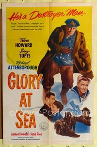 1i256 GLORY AT SEA one-sheet movie poster '53 Trevor Howard as World War II Navy soldier!