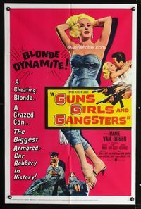 1i265 GUNS, GIRLS & GANGSTERS one-sheet poster '59 sexiest bad Mamie Van Doren & crazed con men!