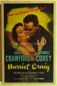 1i268 HARRIET CRAIG style A one-sheet '50 wonderful romantic art of Joan Crawford & Wendell Corey!