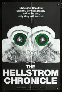 1i276 HELLSTROM CHRONICLE one-sheet '71 cool huge moth close up image, only THEY will survive!