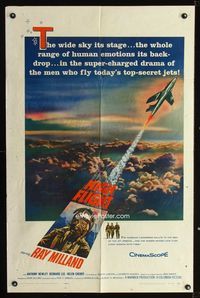 1i285 HIGH FLIGHT one-sheet poster '57 Ray Milland, military fighter pilots fly top secret jets!