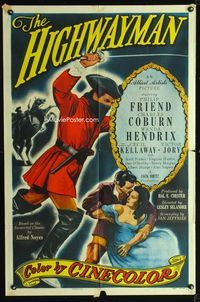 1i287 HIGHWAYMAN one-sheet movie poster '51 Philip Friend, Charles Coburn, cool art!