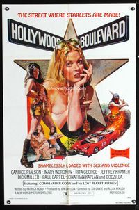 1i292 HOLLYWOOD BOULEVARD one-sheet '76 sexy John Solie art, the street where starlets are made!