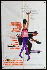 1i297 HOW TO STEAL A MILLION 1sh '66art of Audrey Hepburn & Peter O'Toole by McGinnis,William Wyler