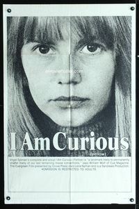 1i302 I AM CURIOUS YELLOW one-sheet poster '67 classic landmark early sex movie, complete & uncut!