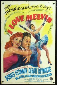 1i304 I LOVE MELVIN one-sheet poster '53 great romantic art of Donald O'Connor & Debbie Reynolds!