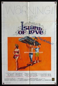1i318 ISLAND OF LOVE one-sheet '63 Robert Preston, Tony Randall, sexy Georgia Moll, Walter Matthau