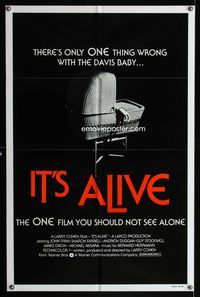 1i322 IT'S ALIVE one-sheet movie poster R76 Larry Cohen, classic creepy baby carriage image!