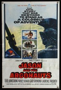 1i325 JASON & THE ARGONAUTS one-sheet movie poster '63 great special effects by Ray Harryhausen!