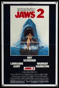 1i327 JAWS 2 one-sheet movie poster '78 just when you thought it was safe to go back in the water!