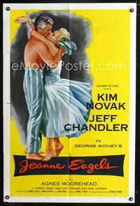 1i330 JEANNE EAGELS one-sheet movie poster '57 best romantic artwork of Kim Novak & Jeff Chandler!