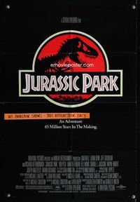 1i348 JURASSIC PARK DS one-sheet movie poster '93 Steven Spielberg, man re-creates dinosaurs!