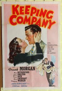 1i352 KEEPING COMPANY 1sheet '40 stone litho of Rutherford & Shelton young & thrilled to be in love!