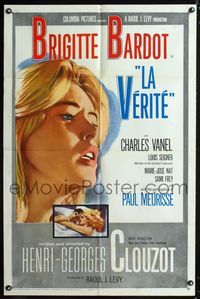 1i358 LA VERITE one-sheet poster '61 super sexy Brigitte Bardot, Henri-George Clouzot, The Truth!