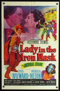 1i360 LADY IN THE IRON MASK one-sheet poster '52 Louis Hayward, Patricia Medina, Three Musketeers!