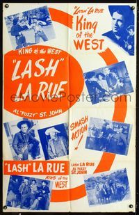 1i364 LASH LA RUE KING OF THE WEST one-sheet '50s seven great images of Lash and Fuzzy St. John!