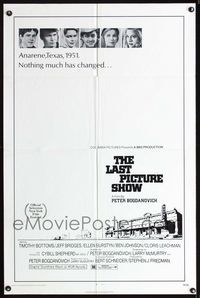 1i367 LAST PICTURE SHOW one-sheet '71 Peter Bogdanovich, Jeff Bridges, Ellen Burstyn, Tim Bottoms