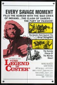 1i368 LEGEND OF CUSTER one-sheet '67 Wayne Maunder leads the cavalry raid against the Indians!