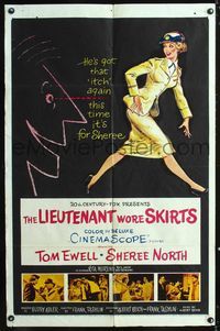 1i370 LIEUTENANT WORE SKIRTS one-sheet movie poster '56 art of sexy soldier Sheree North in uniform!