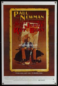 1i371 LIFE & TIMES OF JUDGE ROY BEAN one-sheet movie poster '72 art of Paul Newman by Richard Amsel!