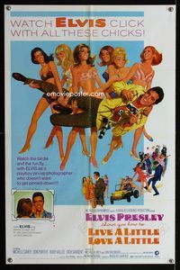 1i373 LIVE A LITTLE, LOVE A LITTLE one-sheet '68 art of Elvis Presley & lots of sexy beach babes!